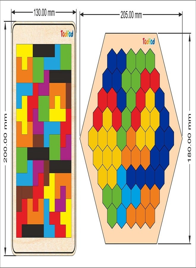 Todfod Hexa Tetris Puzzle Game for Kids Age 6 Plus, Educational Brain Teaser Toy with Colorful Geometric Pieces, Logic Thinking STEM Learning Activity for Boys Girls - Image 2